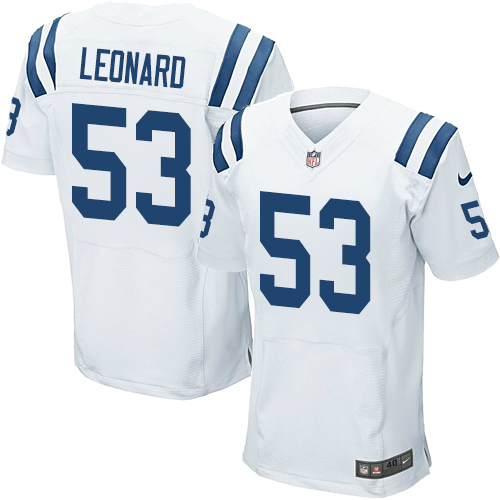 Nike Colts #53 Darius Leonard White Men's Stitched NFL Elite Jersey - Click Image to Close